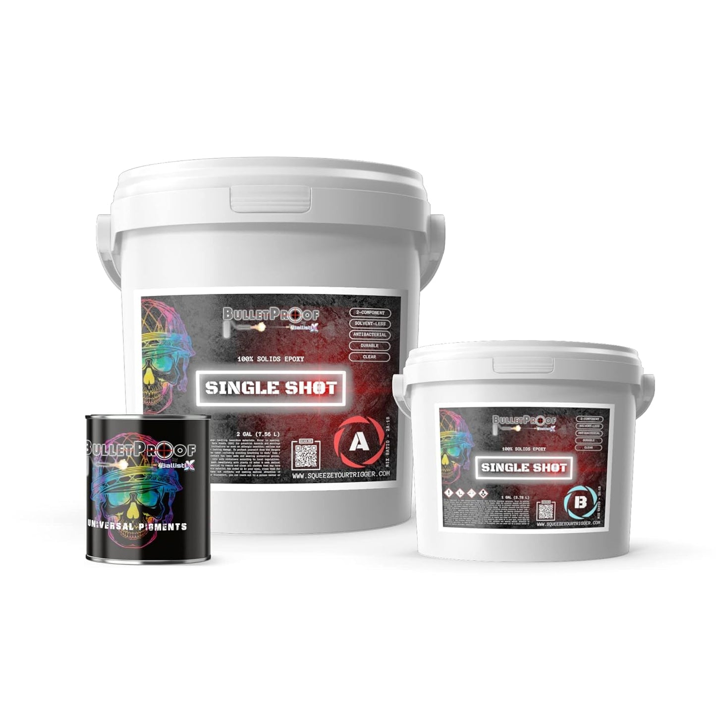 Bulletproof Resins: Single Shot |100% Solids Epoxy Resin Kit (3 Gallons) Solvent-Less, Two Component Gloss Coat Finish- Low VOC! Industrial Use, Garages, Floors & More! (Gray - 3 Gall) - WoodArtSupply