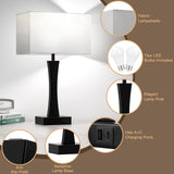 Bedside Lamps for Night Stands - 3 Way Dimmable Table Lamp for Bedroom with USB C+A Ports,Modern Bedside Lamps Set of 2, Touch Lamps for Nightstand Living Room Side Table End Tables(Bulbs Included) Seealle