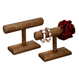 MOOCA 2 Pcs Wooden Jewelry Display Stand, Bracelet Watch Holder Display for Store, 7.9 W x 2.9 D x 5.5 H in, Brown Color MOOCA
