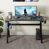 PayLessHere 47 Inch Gaming Desk PC Carbon Fiber Table Ultimate Gamer Workstation with Cup Holder & Headphone Hook for Home Office,Blue (Blue) PayLessHere