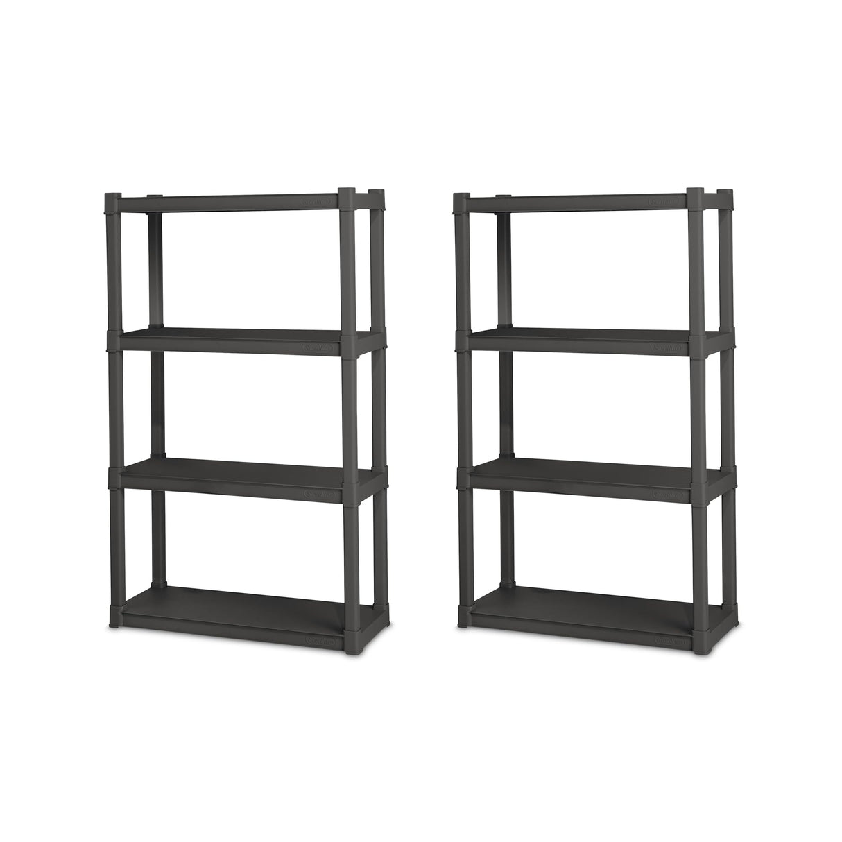 Sterilite 2-Pack 4 Shelf Unit, Heavy-Duty Shelving Storage and Utility Rack - Standing Plastic Organizer Shelves for Kitchen, Bathroom, and Garage Sterilite