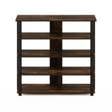 Furinno Turn-N-Tube 5 Tier Wide Shoe Rack, Amber Pine/Black Furinno