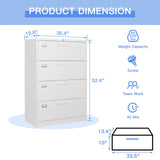 Yizosh 4 Drawer White File Cabinet with Lock, Filing Cabinet for Home Office, Metal Locking Office File Storage Cabinet with Drawers, Lateral Filing Cabinet Organizer for Letter/Legal/F4/A4 Yizosh