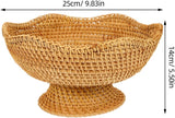 DOITOOL Rattan Fruit Bowl, Woven Footed Bowl Round Pedestal Plate Decorative Bowl for Table Centerpiece, 10 Inch Rattan Footed Bowl Woven Fruit Bowl for Kitchen Counter or Table Decorations DOITOOL