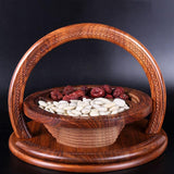 Handmade Wood Carving Fruit Plate -Wooden Fruit Basket, Creative Foldable Fruit Basket, Divided Snack Serving Tray, Collapsible Bread Nuts Baskets, Wooden Container for Candy, Fruit, Nuts Generic