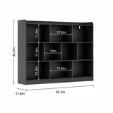 DIYART Black Bookshelf, Wood Bookcase with 3 Tier Open Shelves, 10-Cube Minimalist Storage Shelf for Living Room, Bedroom, 55.1" W x 42.5" H DIYART