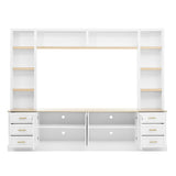 VilroCaz Modern 4-Piece Large TV Stand with Bookshelves for TVs Up to 75", TV Entertainment Center Wall Unit Media Center with Adjustable Shelves and 6 Drawers, TV Hutch for Living Room (White-8.17) VilroCaz