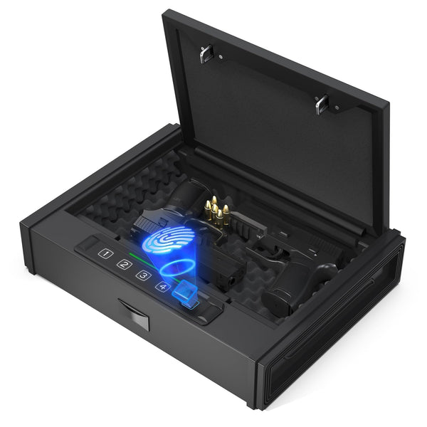 [ 30% Larger capacity ]Gun Safe for Pistols, Biometric Handgun Safe bo ...