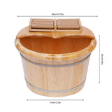 Foot Bath Basin Wood Foot Tub, Soaker Washing Sauna Bucket with Massager and Lid, Wooden Foot Basin Bucket with Massage Plus Cover Plate Foot Barrel WETUSSEX