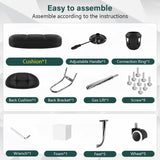 BFTOU Black Square Minimalist Swivel Stool with Wheel Perfect for Work SPA Shop Massage Height-Adjustable and Cost-Effective Rolling Stool Chair with Back BFTOU