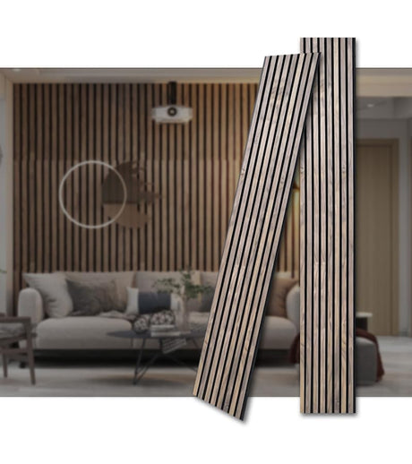 ARTSLAT 3D Fluted Sound Absorbing Decorative Soundproof Panels | Acoustic Wood SLAT Wall Panels | Interior Design for Walls and Ceilings | 94.48 * 23.62in | 2PCS Coverage | Natural Walnut ARTSLAT