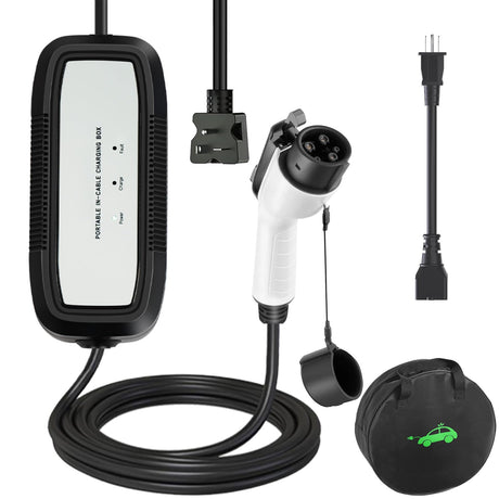 ENERGYGENIE EV Charger, 16Amp 110V/240V Portable Level 1 Level 2 Electric Vehicle Charging Station with NEMA 6-20 Plug & NEMA 5-15 Adapter for J1772 Electric Cars ENERGYGENIE