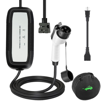 ENERGYGENIE EV Charger, 16Amp 110V/240V Portable Level 1 Level 2 Electric Vehicle Charging Station with NEMA 6-20 Plug & NEMA 5-15 Adapter for J1772 Electric Cars