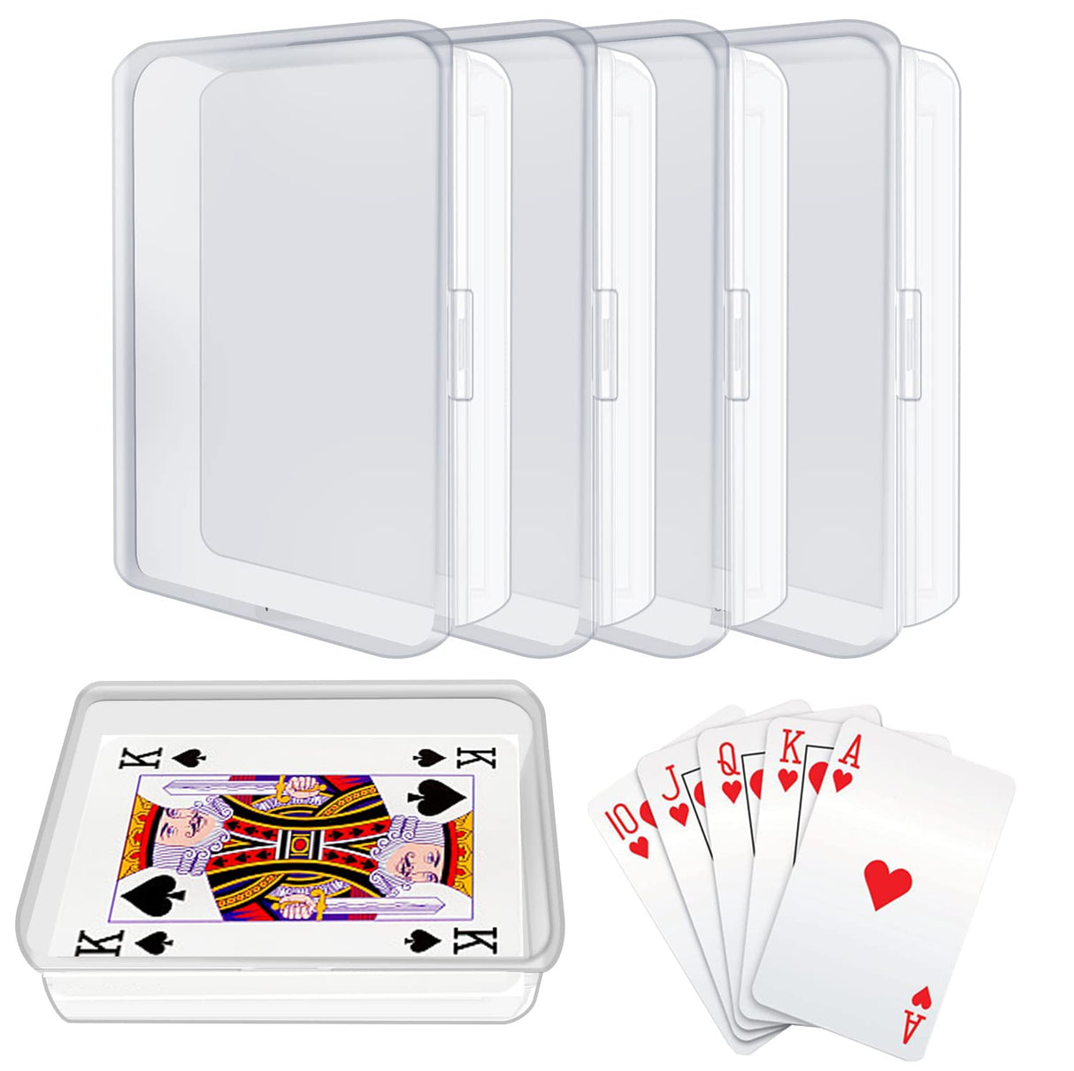 IOKUKI 4 Pcs Blank Playing Card Case, Clear Card Deck Box, Plastic Playing Game Card Storage Box Holder for Bank Card, Business Card, Game Card, PTCG Cards IOKUKI