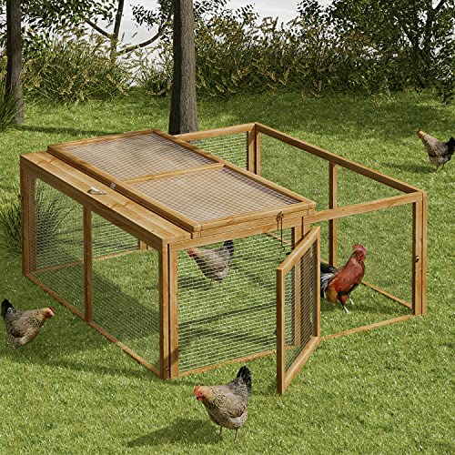 MoNiBloom Portable Chicken Run Rabbit Hutch Folding Chicken Cage Hen Coop for Indoor/Outdoor, Top and Side Opening Doors Small Animal Pet Playpen No Assembly Required Poultry Cage 45.5 x 42.5 - WoodArtSupply