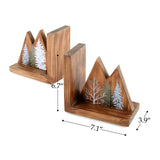 NIKKY HOME Heavy Duty Non Slip Rustic Woodland Mountain Wood Bookend Forest Book Ends Book Stoppers for Cabin Decor Home and Office Shelves Children NIKKY HOME