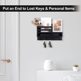 Lucundm Key and Mail Holder Wall Mount, Key Hanger with Long Storage Box and 5 Hooks for Coat, Dog Leash, Home Decor Rack, House Accessories, Entry Way Organizer 11.8”W x 7.8”H x 3.2”D Lucundm