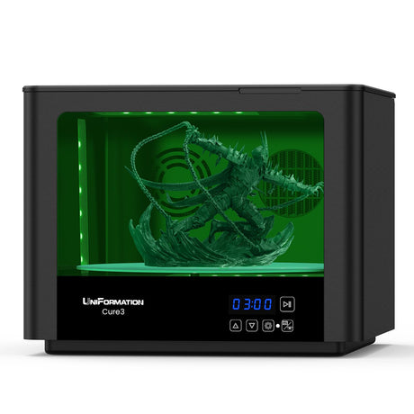 UNIFORMATION Cure3 Curing Machine 10.3-inche 405nm UV Resin Curing Station D282 x H162 mm with 360° Turntable Curing Box for GK3 Pro GK3 and Other Resin 3D Printers Uniformation
