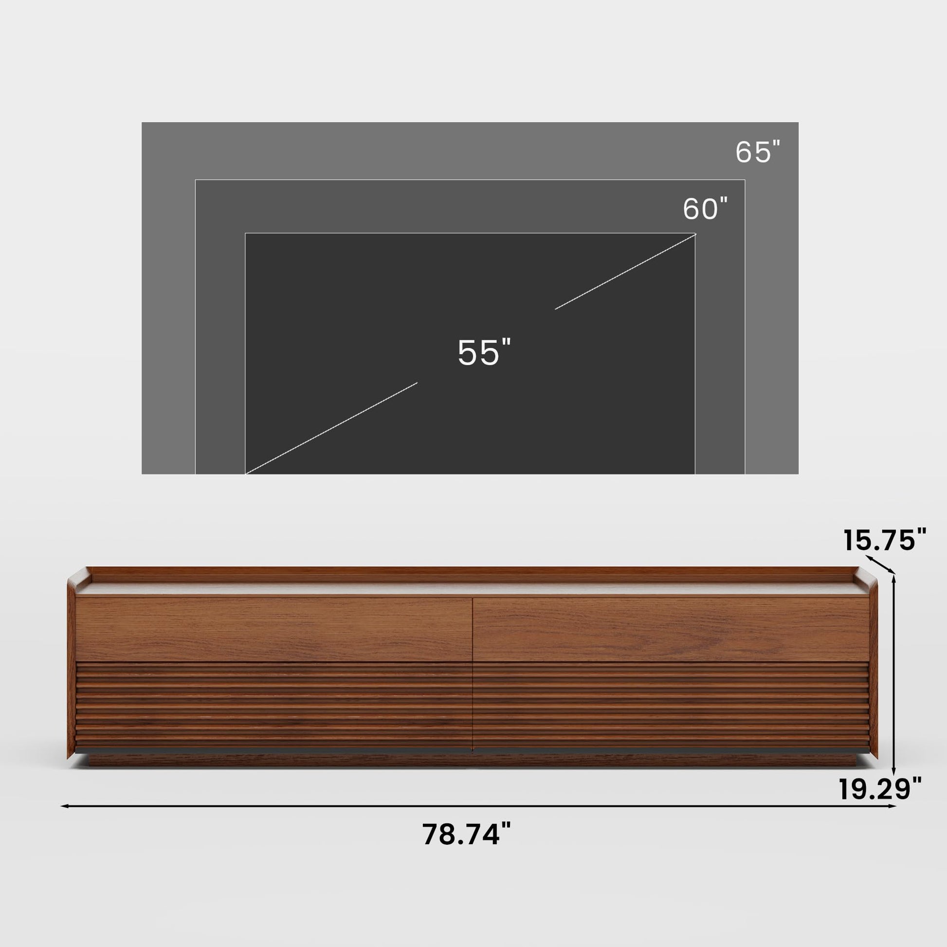 POVISON Mid Century Modern TV Stand, 78.74" Entertainment Center with LED Light, Walnut Solid Wood TV Console for Living Room, TV Stand with Storage - WoodArtSupply