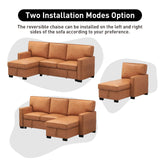 EBELLO Convertible Sleeper Sofa 3 in 1, Faux Leather Modern L-Shaped Couches for Living Room, Pull Out Sectional Futon Sofa Bed with Storage Space, USB Ports and Cup Holders for Bedroom, Brown EBELLO