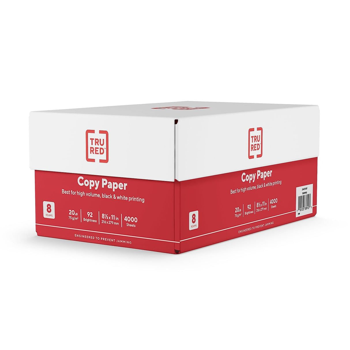 TRU RED 8.5 x 11-Inch Copy Paper, 20 lbs., 92 Bright, 500 Sheets/Ream, 8 Reams/Carton (TR59702) TRU RED