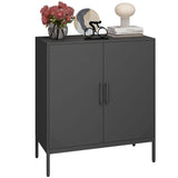 Steehoom Metal Storage Cabinet with Adjustable Shelves, Steel Buffet Sideboard for Entryway, Living Room, Dining Room, Kitchen, Office, Bar (Black) Steehoom