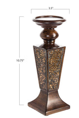 Creative Scents Schonwerk Pillar Candle Holder Set of 2- Crackled Mosaic Design- Functional Table Decorations- Centerpieces for Dining/Living Room- Best Wedding Gift (Brown) Creative Scents