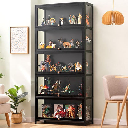 idhhco Display Cabinet with Acrylic Doors, 5-Tier Curio Display Case for Figures, Collectibles Toy Organizers Rack & Display Shelf, Kids Bookcasefor Home, Office, Playroom, Living Room