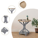 Wnutrees Farmhouse Round Accent End Table, Rustic Side Table Nightstands for Living Room Bedroom, Wood Tray Top, Handcrafted Finish, Set of 2, Grey Wnutrees