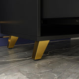 AIEGLE Deformable TV Stand with 4 Drawers, Modern Extendable TV Stand in Stretch for TVs up to 120", Wood Gaming Entertainment Center Media Stand with Adjustable Width, Black (Wide 95"-134") AIEGLE