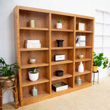 Concepts In Wood Traditional 72inches Tall 15-Shelf Triple Wide Wood Bookcase, Dry Oak Concepts In Wood