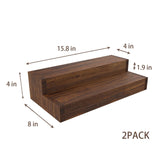 tongmo 2 pack Liquor Bottle Stand - 2 Tier Liquor Bar Bottle Display Shelf, Holds 16Bottles, Real Wood, Easy to Clean, No Installation Required - 15.8 Inch each (Dark Walnut) tongmo