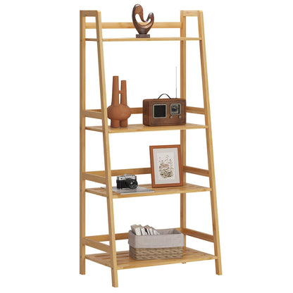 SogesHome Bamboo 4 Tier Bookcase, Multi-Functional Book Shelf Storage Rack, Plants Stand Display Shelf, Natural Color