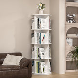 Nidouillet Rotating Bookshelf, Revolving Bookcase 360 Display Round Bookshelf Narrow Swivel Corner Book Shelf Standing Bookcase for Adult Bedroom, Living Room (White, 4 Tier-15.7" W) Nidouillet