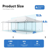 Quictent 20x40 Party Tent Heavy Duty Waterproof | Large Wedding Tent for 120 People, Fire Retardant PVC Canopy with 3 Reinforced Poles, Easy Setup for Events & Outdoor Use (White, no Sides) Quictent