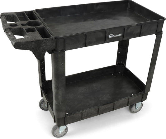 Simpli-Magic Rolling Utility Cart on Wheels, Heavy Duty with Ergonomic Handle, Deep Shelfs for Garage, Warehouse, Workshop, 600-Pound Capacity 40x33x17-Inch - WoodArtSupply