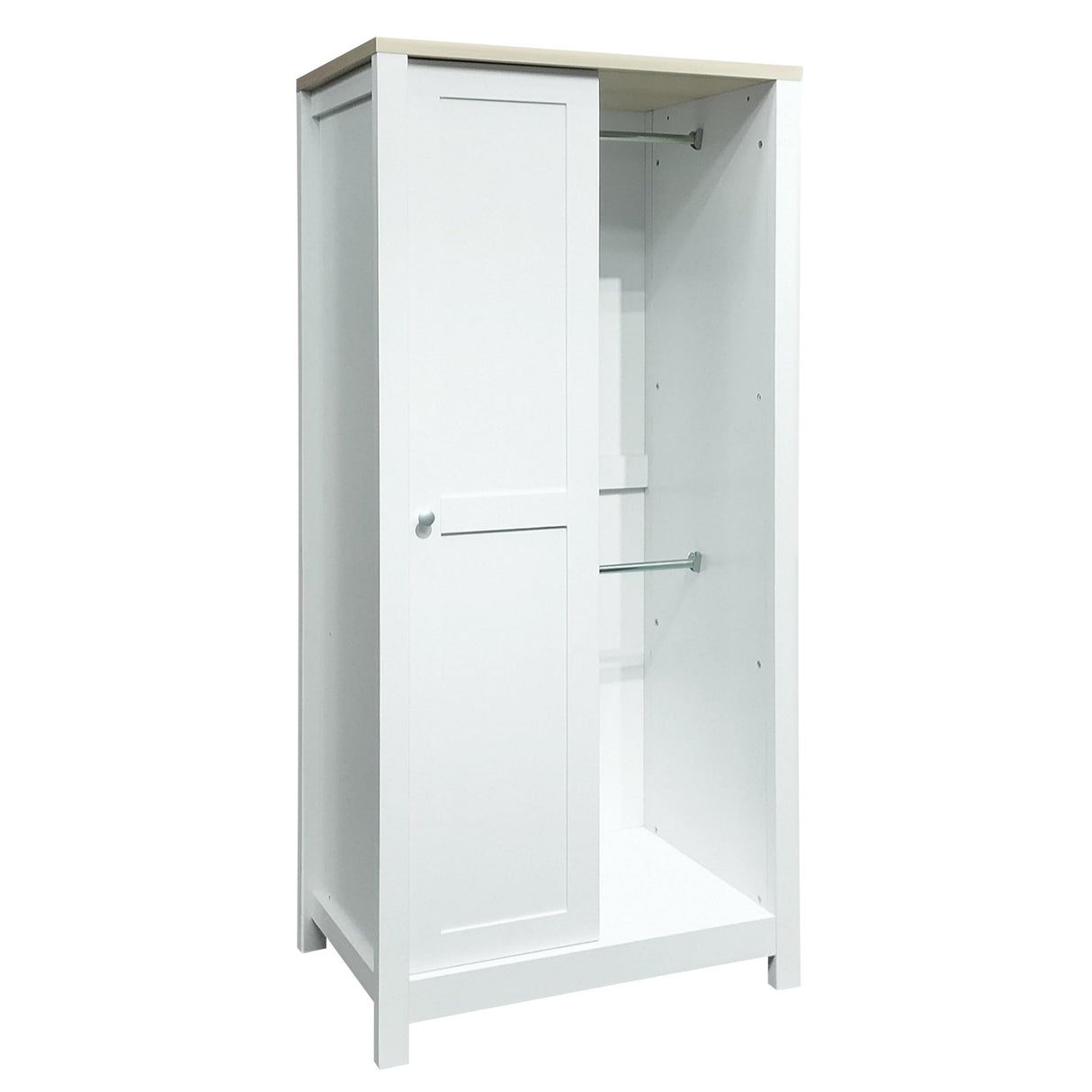 XDOUT Armoire Wardrobe 1 Sliding Door and 2 Drawers, Clothes Cabinet with Hanging Rod, Freestanding Wooden Closets Organization for Bedroom, 31.4″x20.6″x68.3″, White XDOUT