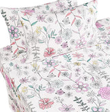 J-pinno Painting Flower Plant Cute Cozy Fun Full Sheet Set for Kids Girls Children 100% Cotton Flat Sheet + Fitted Sheet + Pillowcase Bedding Set (Flower, Full) J-pinno