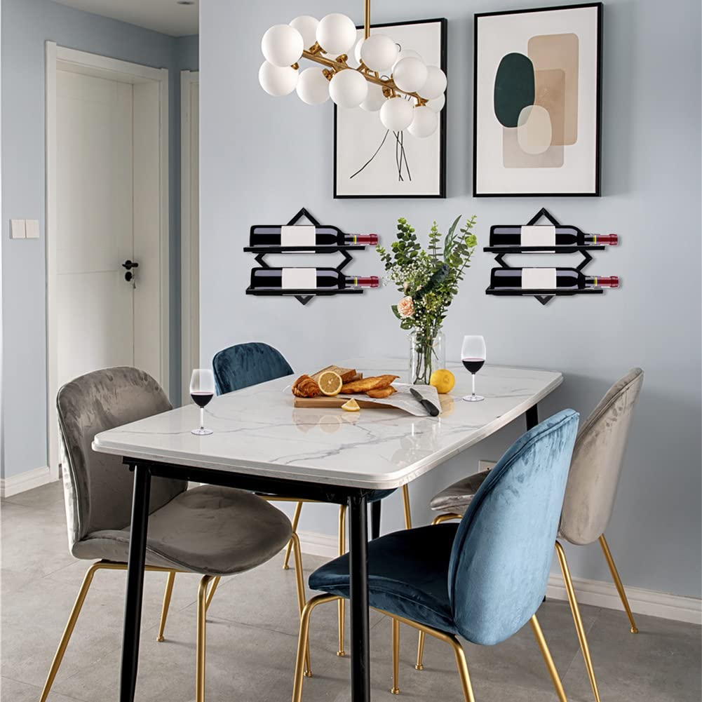 FOSTERSOURCE 2Pcs Metal Wall Mounted Wine Rack Hanging Wine Bottle Holder Wall Organizer Storage Shelf for Home Kitchen Bar Decor FOSTERSOURCE