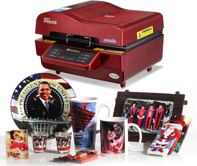 Heat Press Machine，3D Sublimation Vacuum Machine, Sublimation/Heat Press Machine,Mug/T Shirt/Cell Phone Case Printer,Cup/Digital Printing Machine (Color : Red, Size : US)