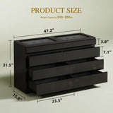 YITAHOME 8 Drawer Dresser with LED, Black Dresser, Modern 8 Chest of Drawers with Deep Drawers Glass Top High Gloss Surface, Storage Organizer Cabinet for Living Room YITAHOME