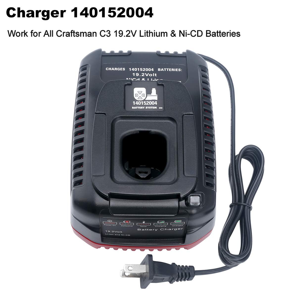 19.2V C3 Charger Replacement for Craftsman 19.2 Volt Lithium-ion & Ni-cad Battery Charger 140152004 DieHard XCP Battery 1425301 1323903 130279005 11375 11376 315.PP2011 - WoodArtSupply