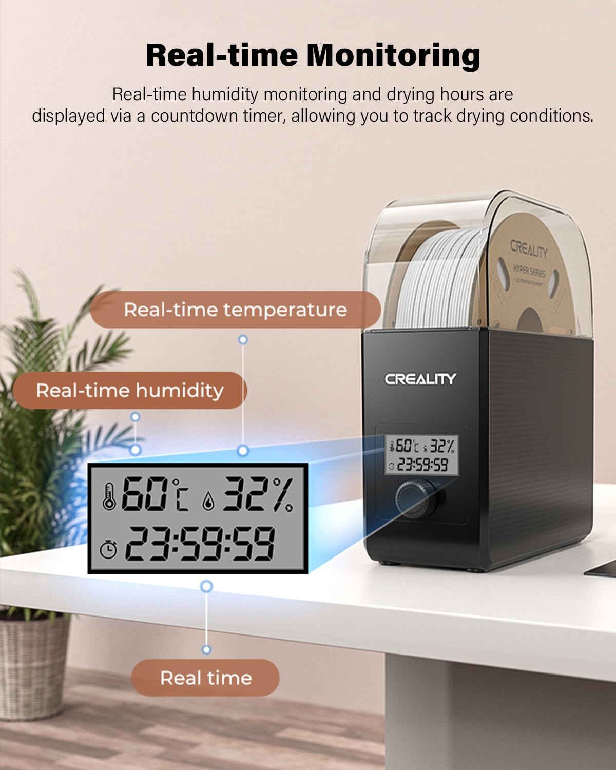Creality Official Filament Dryer Box with Fan for 3D Printer Filament, Upgraded Filament Dehydrator Storage Box, 360° Hot-air Circulates Heating Compatible with 1.75/2.85mm PLA PETG ABS TPU Material Creality