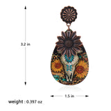 Rustic Couture's Western Country Earrings Jewelry for Women Statement Sunflower Wood Big Dangling Earrings RCE-1046BZ Montana West
