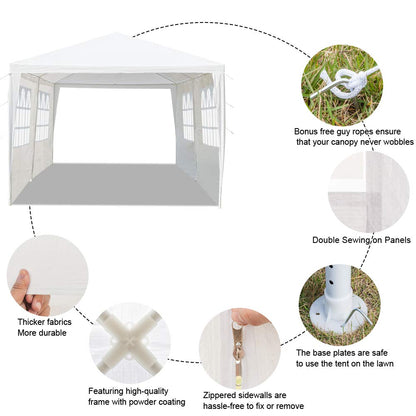 Simply-Me 10' x 20' Outdoor Canopy Waterproof Gazebo Party Wedding Tent,Sunshade Shelter Canopy Gazebo with 4 Removable Sidewalls,White