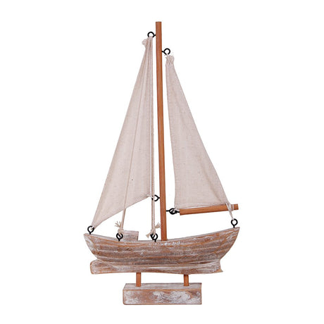 Waroom Home Wooden Sailboat Decor, Handmade Vintage Nautical Decor Sailing Boat Decoration, Wood Display Sail Boat, 10.75’’H (Sailboat-B) Waroom Home