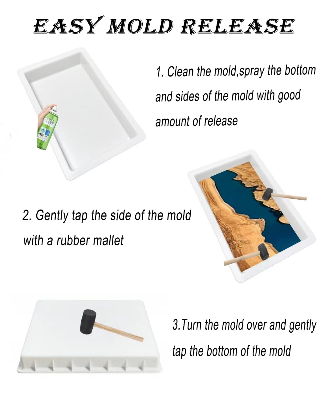 Large Epoxy Table Mold 19.6 * 11.8 * 3 inch and 15.8 * 9.8 * 3 inch, River Table Mold, Cutting Board Molds for Epoxy Resin, Large Reusable Epoxy Mold for Coffee Table, Charcuterie Board, Art Panel ZYBINIUB