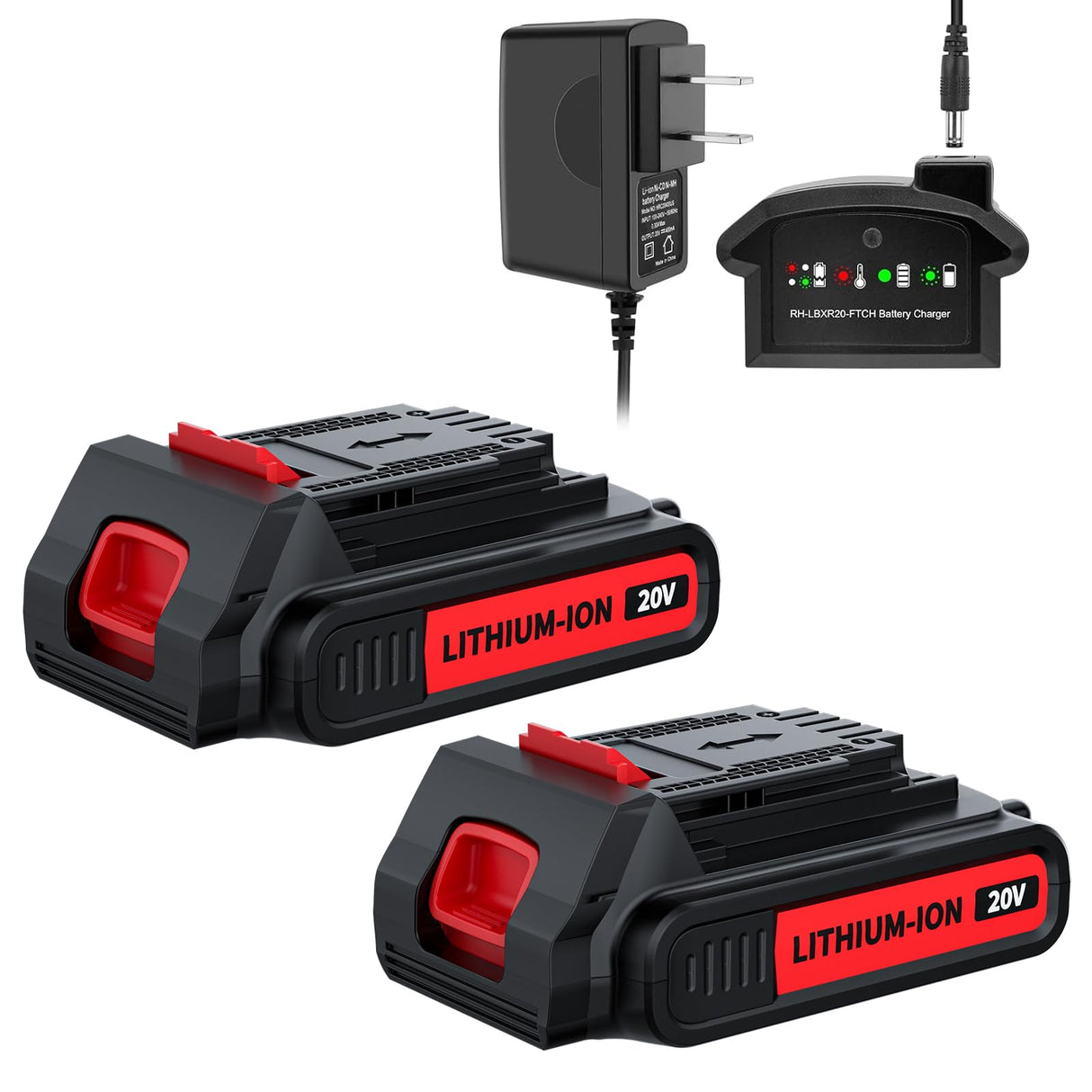 3.8Ah Replacement for Black and Decker 20V Lithium Battery, Compatible for Black Decker 20V Battery LBXR20 LBX20 LB20 LBX4020 LBXR20B-2 LST300 LST220 2Packs with Battery Charger Bonacell