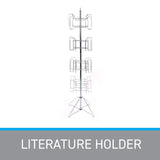 SSWBasics 4-Tier Chrome Rotating Standing Literature Rack - 64'H x 16"D - 16 Pockets Total - Sleek Floor Standing Book Display Rack for Periodicals - Sturdy Comic Book Display Stand for Magazines, SSWBasics