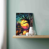 Tucocoo Halloween Spooky Scenery Paint by Number Kit 16 x 20 inch Canvas Full Moon Pumpkins DIY Oil Painting for Adults Beginner with Brushes and Acrylic Pigment-Witch's Night(Without Frame) Tucocoo
